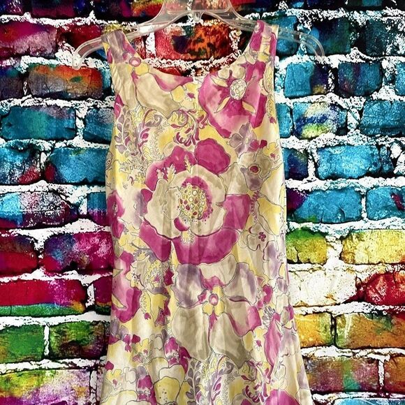 Margaret Olery Silk Blend floral Print Sleeveless Dress Size Small - Picture 8 of 10